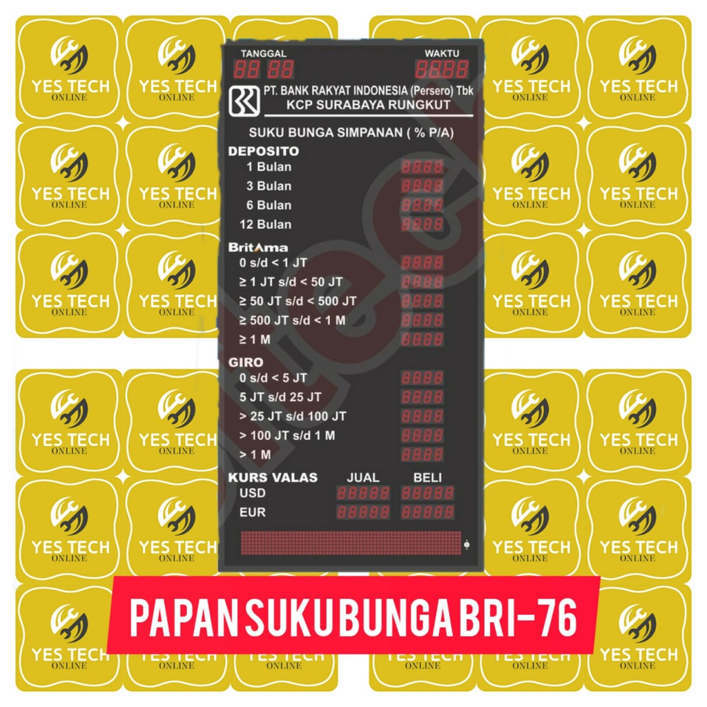 

Papan Suku Bunga Bank Valas Valuta Asing Kurs Display Digital SUKU-76