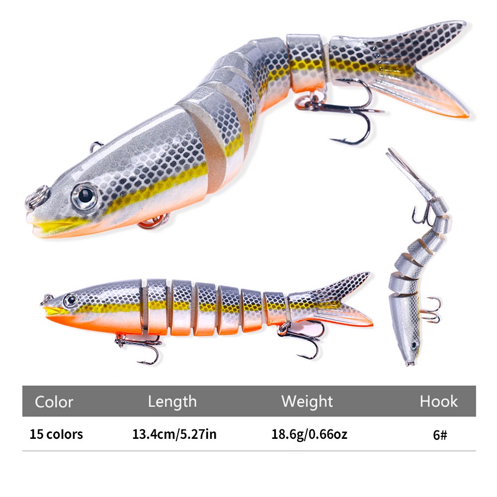 Hengjia 1Pcs Manusia Hidup Multi Jointed Minnow Wobblers Sinking Fishing Lure Memancing Umpan Untuk Pike Swimbait Crankbait Ikan Kecil Trout Bass Fishing Tackle Umpan Baits