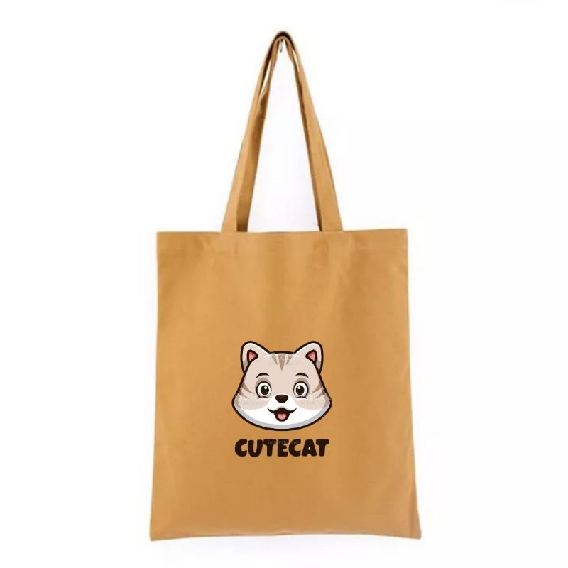 Tote bag Kanvas Resleting Cute cat PRIA WANITA Termurah Terlaris Kanvas