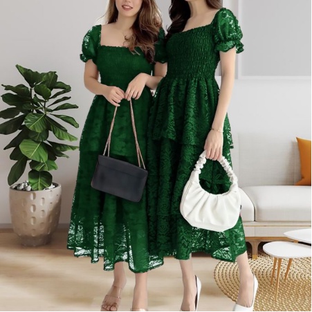 Gaun dress hijau slim cewek wanita pesta kondangan modis elegan cantik korea natal tahun baru