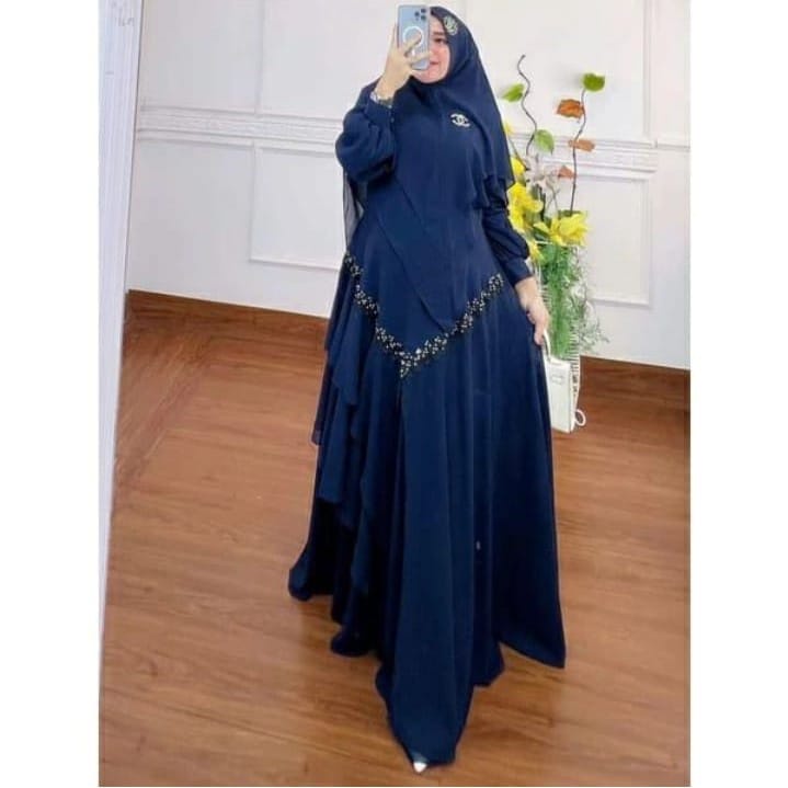 Baju Syari Terbaru 2022 Gamis Set Jilbab Mariam Syar`i Gamis Kondangan Modern One Set Jumbo Stelan Wanita Kekinian