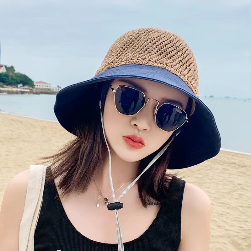 Topi Pantai Matahari Rajut Wanita Premium Model Korea Terbaru - Topi Rajut Musim Panas