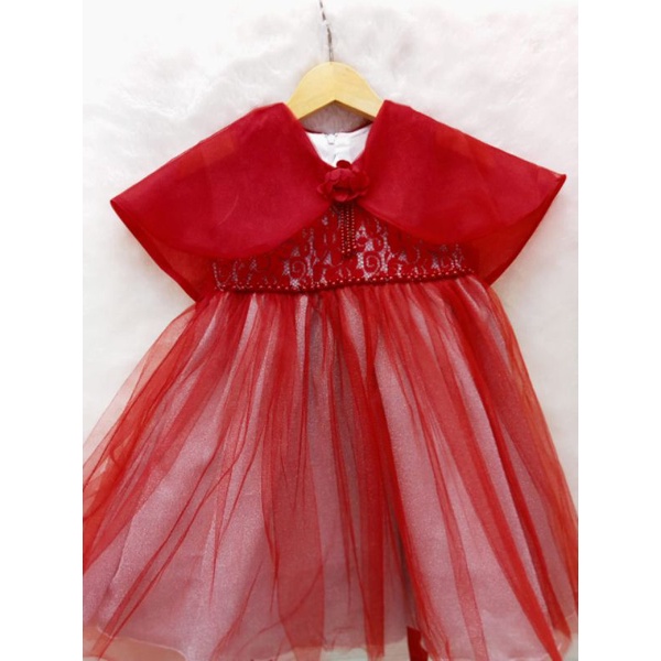 Gaun Pesta Merah Anak Perempuan/Gaun import anak perempuan