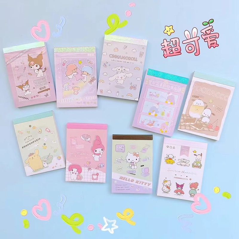 Stationary alat tulis map buku notebook sticky notes Washi tape Set kertas surat dan amplop karakter mickey pooh princess toy story stitch Sanrio Cinnamoroll Kuromi Gudetama Pompurin Twin Star My Melody Pochacco