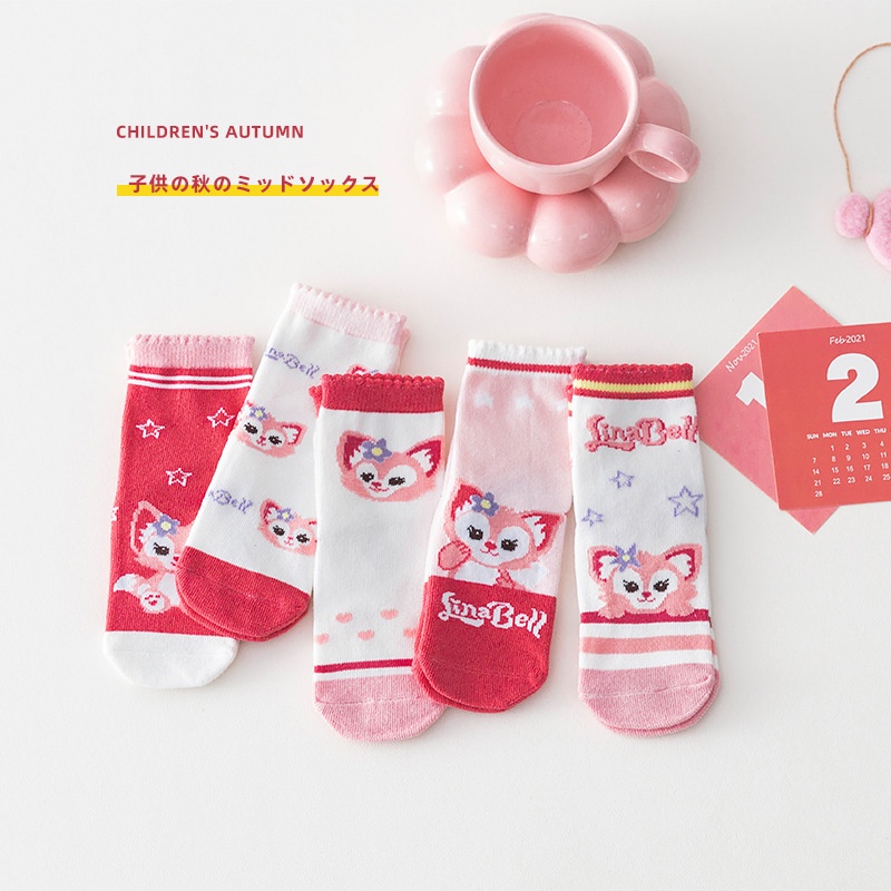 ELFYDO KS31 KAOS KAKI ANAK PEREMPUAN KARAKTER MOTIF LINABELL