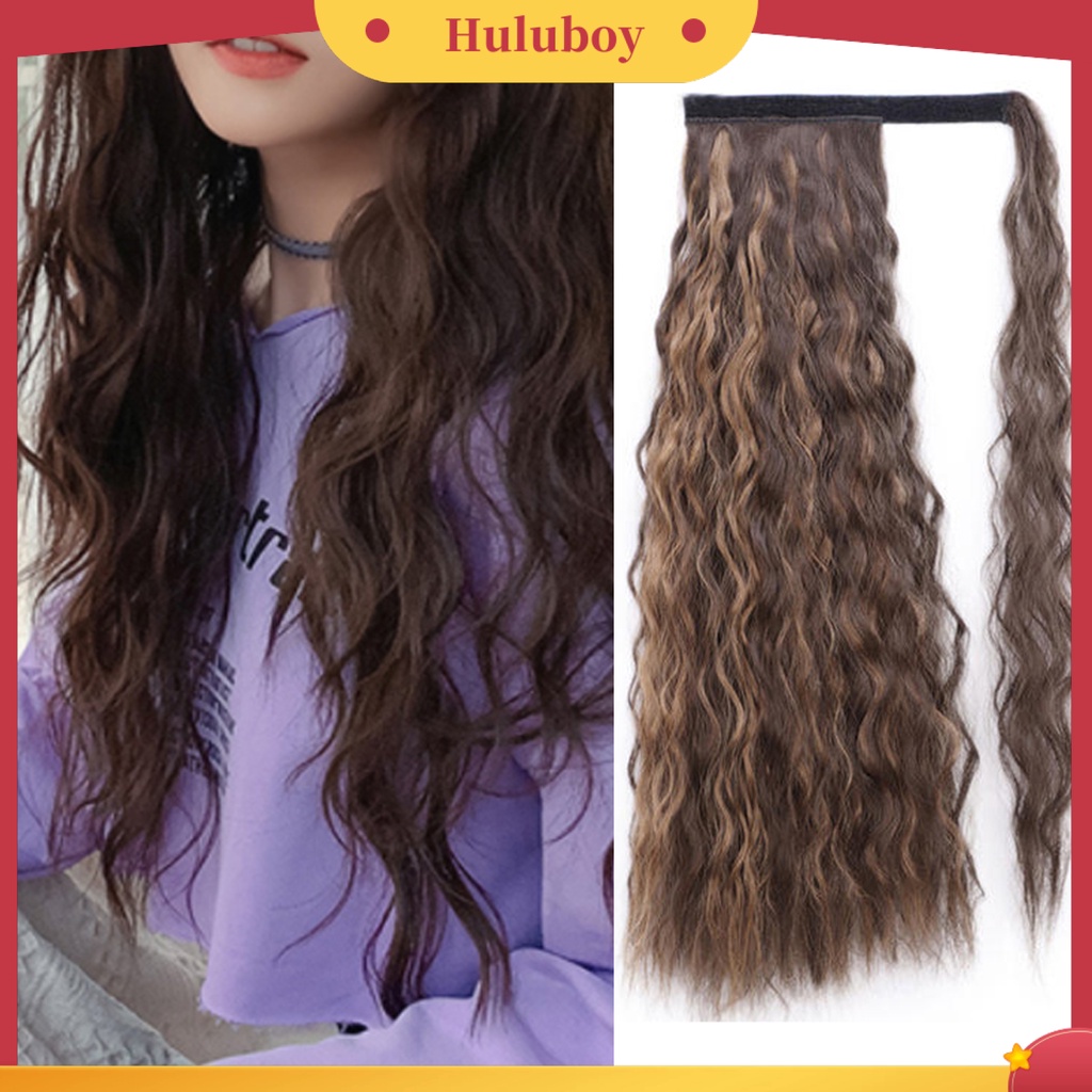 Rambut Palsu Ponytail Keriting Panjang Bahan Wol Lembut Nyaman Mudah Digunakan Untuk Rumah