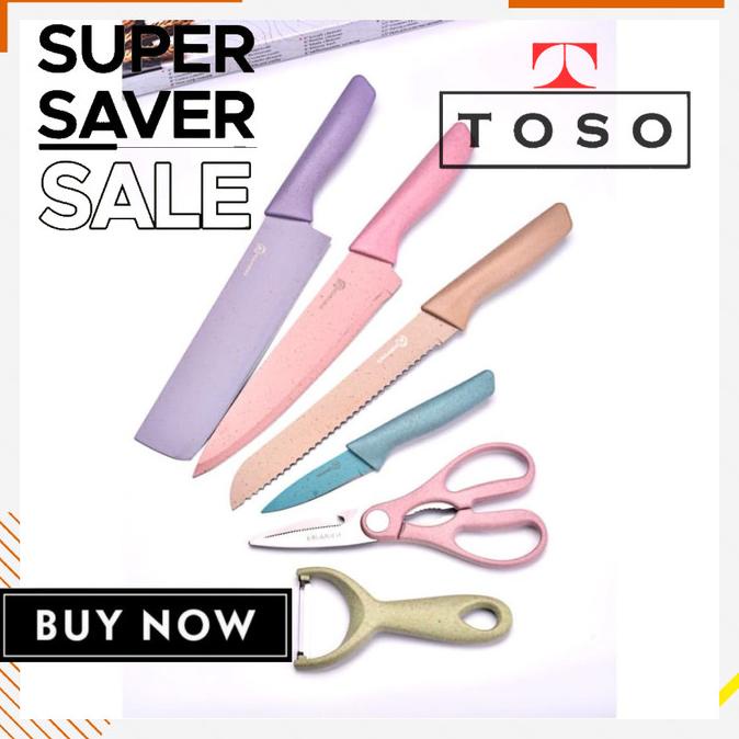 SET PISAU DAPUR 6 IN 1 EVCRIERH CORRUGATED KITCHEN KNIFE SET ER-0278
