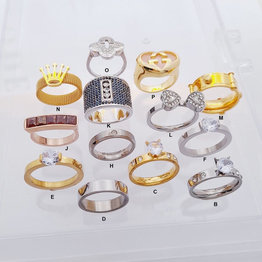 Cincin Titanium Polos 1 Mata Rose Gold Silver Rose Pria Wanita Anti Karat - BR316