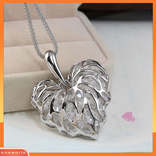 [WONE] Wanita Mode Berongga Hati Bib Pernyataan Panjang Sweater Rantai Kalung Perhiasan