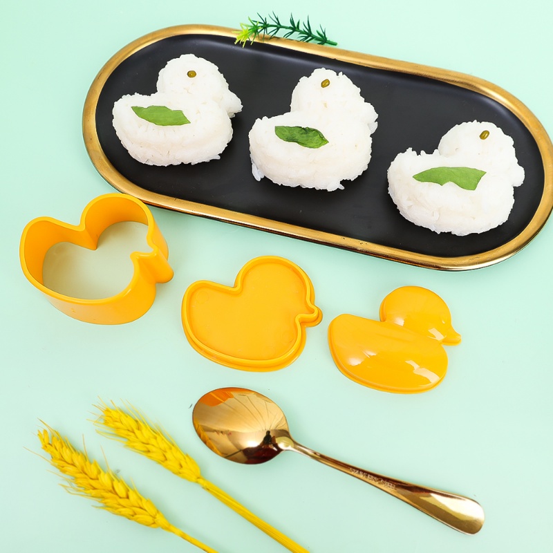 1pc Cetakan Nasi Bola Anak Bentuk Bebek Lucu/ DIY Rhubarb Duck Sushi Biscuit Mold/Aksesoris Masak Dapur