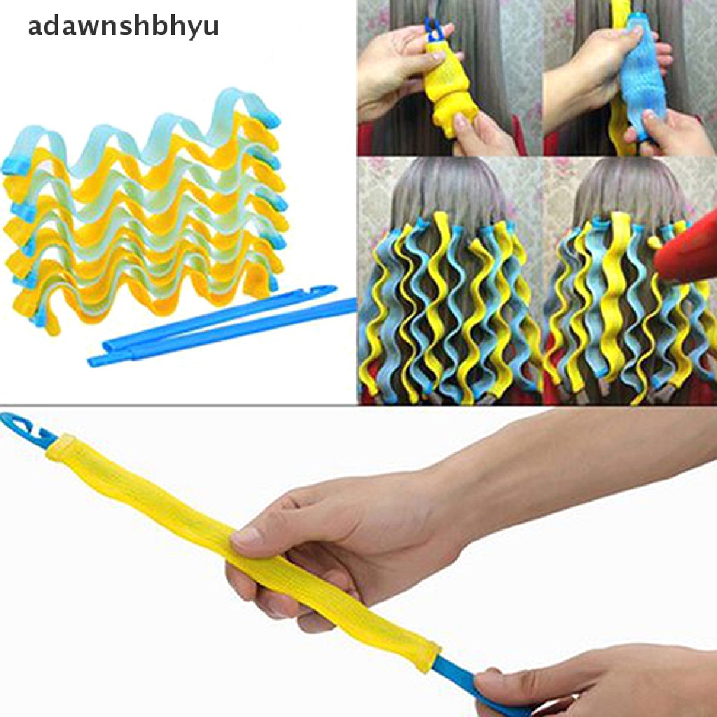 Adawnshbhyu 10pcs Gelombang Air Magic Curlers Formers Leverage Spiral Alat Penata Rambut 30 cm ID