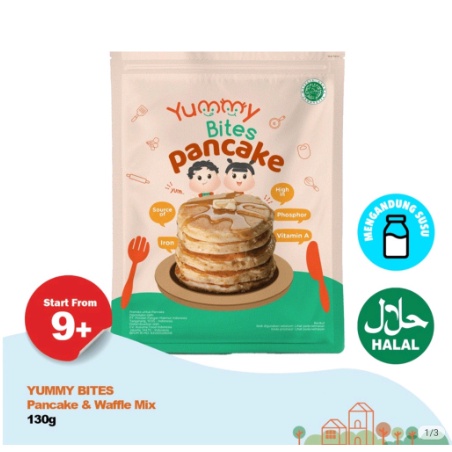 Yummy Bites Pancake Waffle 130g Tepung Premix Mix Camilan Mpasi Bayi Anak 9 Bulan 9m