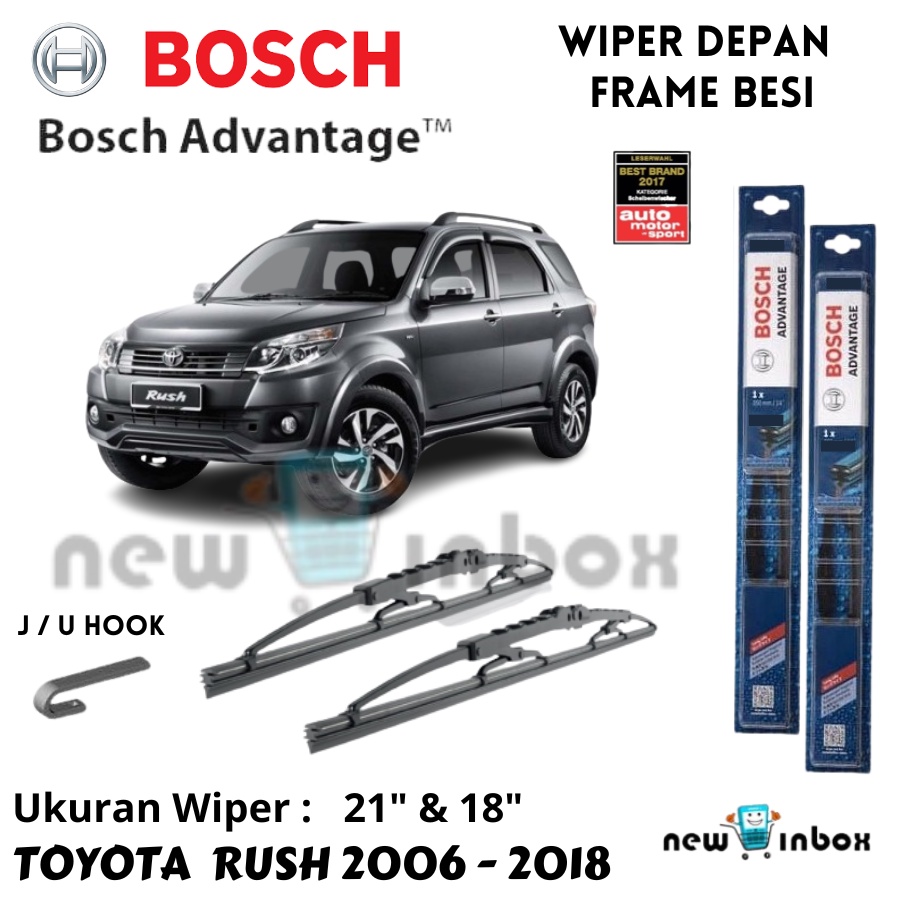 Wiper Depan Mobil TOYOTA RUSH LAMA TERIOS 2006-2018 Sepasang BOSCH Advantage 21" & 18" ORIGINAL