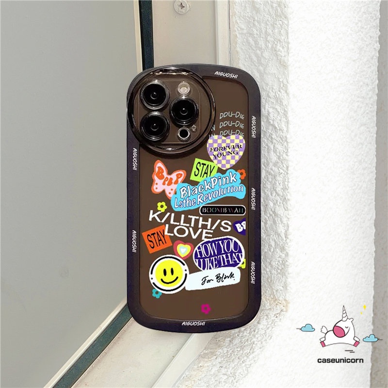 Casing Realme C35 C25 C31 C21Y C12 C11 C15 C25Y C25s Realme 9i 5 6i 5i 5s C20 C20A C3 C1 Trend Fashion Casetify BlackPink Stiker Lucu Label Smile Soft Airbag Shockproof Back Case