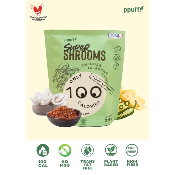 

Supershrooms Greenspoon Cheddar Jalapeno snack sehat low calorie