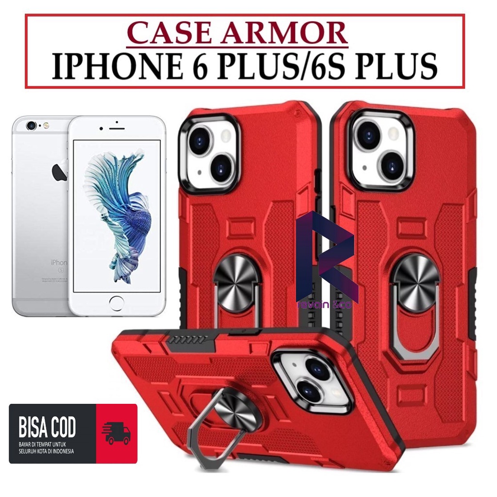 Case Armor IPHONE 6S PLUS Iring Cincin Magnetic Kesing Hp Protect kamera Premium Hard Case Standing Robot Pelindung Kamera