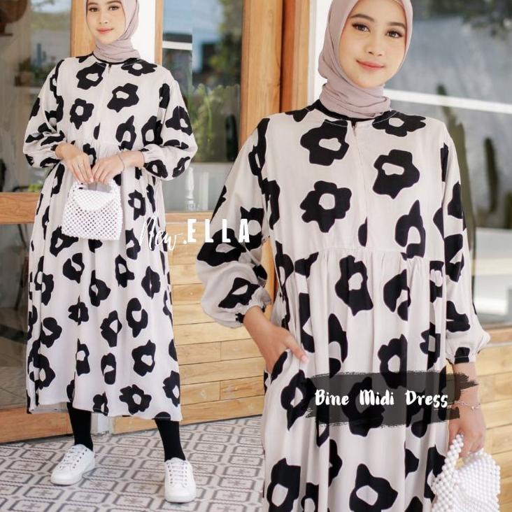 Menarik MOA MIDI DRESS RAYON MOTIF | HOMEYDRESS PREMIUM