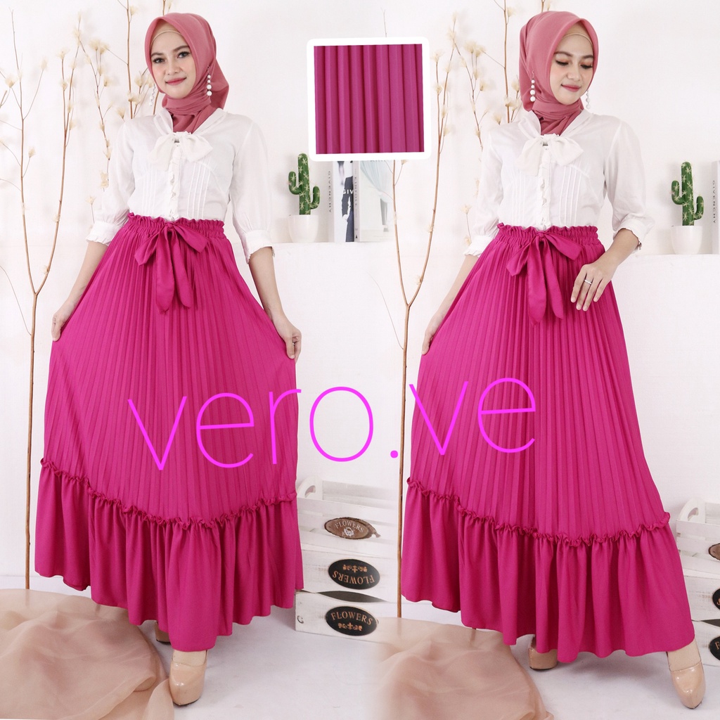 MAXI SKIRT Rok panjang Plisket Corak Kerutan Susun Rok muslim/Mayung Bawahan Rok kerut Terbaru Terlaris Termurah