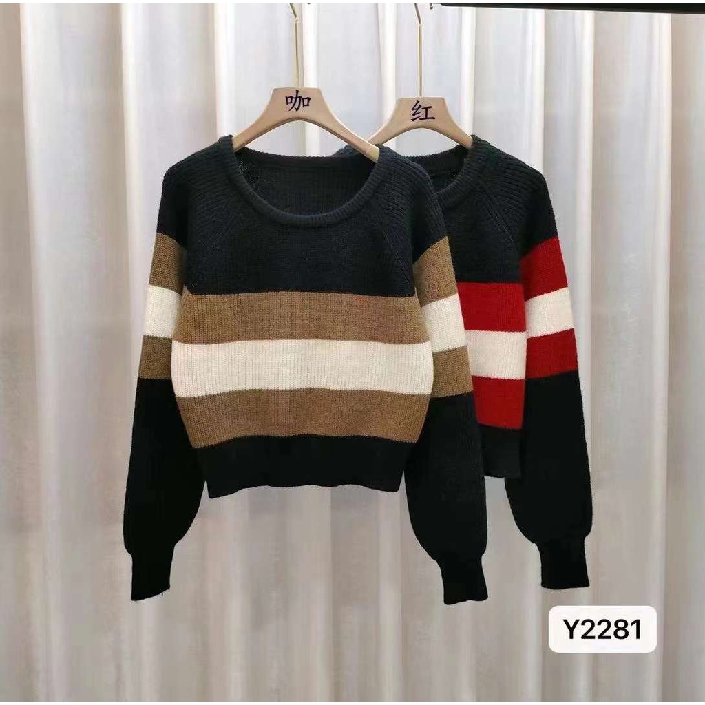 Yae Sweater Top Soft Knit Import - Atasan Rajut Wanita Tangan Panjang TM (Y2281)