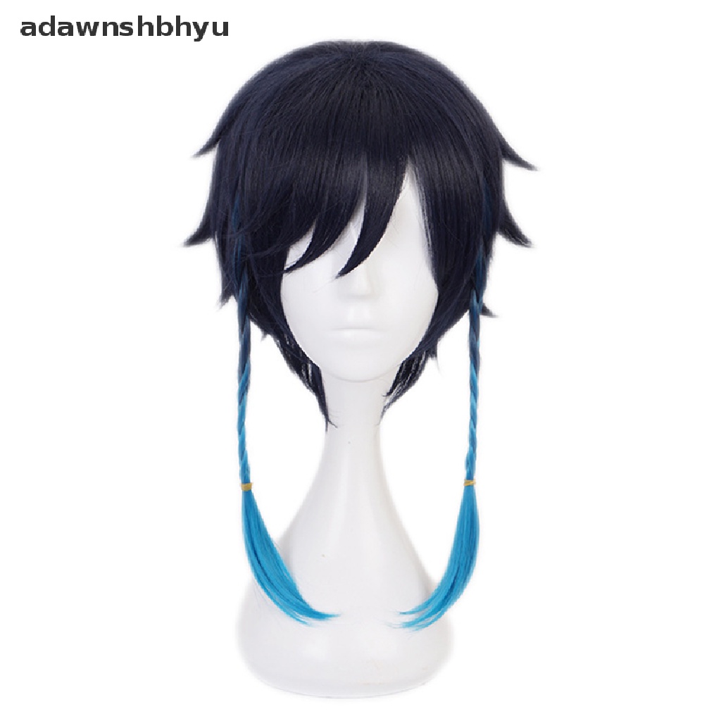 Adawnshbhyu Game Genshin Impact Venti Gradient Blue Cosplay Wig Braided Rambut Sintetis ID