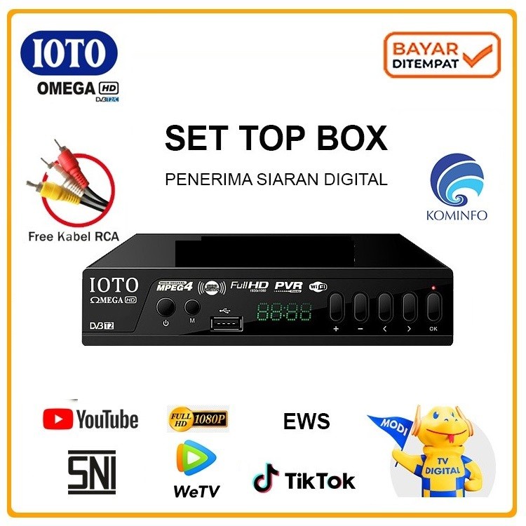 Set Top Box Ioto Omega Receiver Siaran Tv Digital STB DVB- SNI FREE HDMI