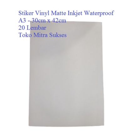 

Stiker Stiker Vinyl Matte Inkjet Waterproof A3
