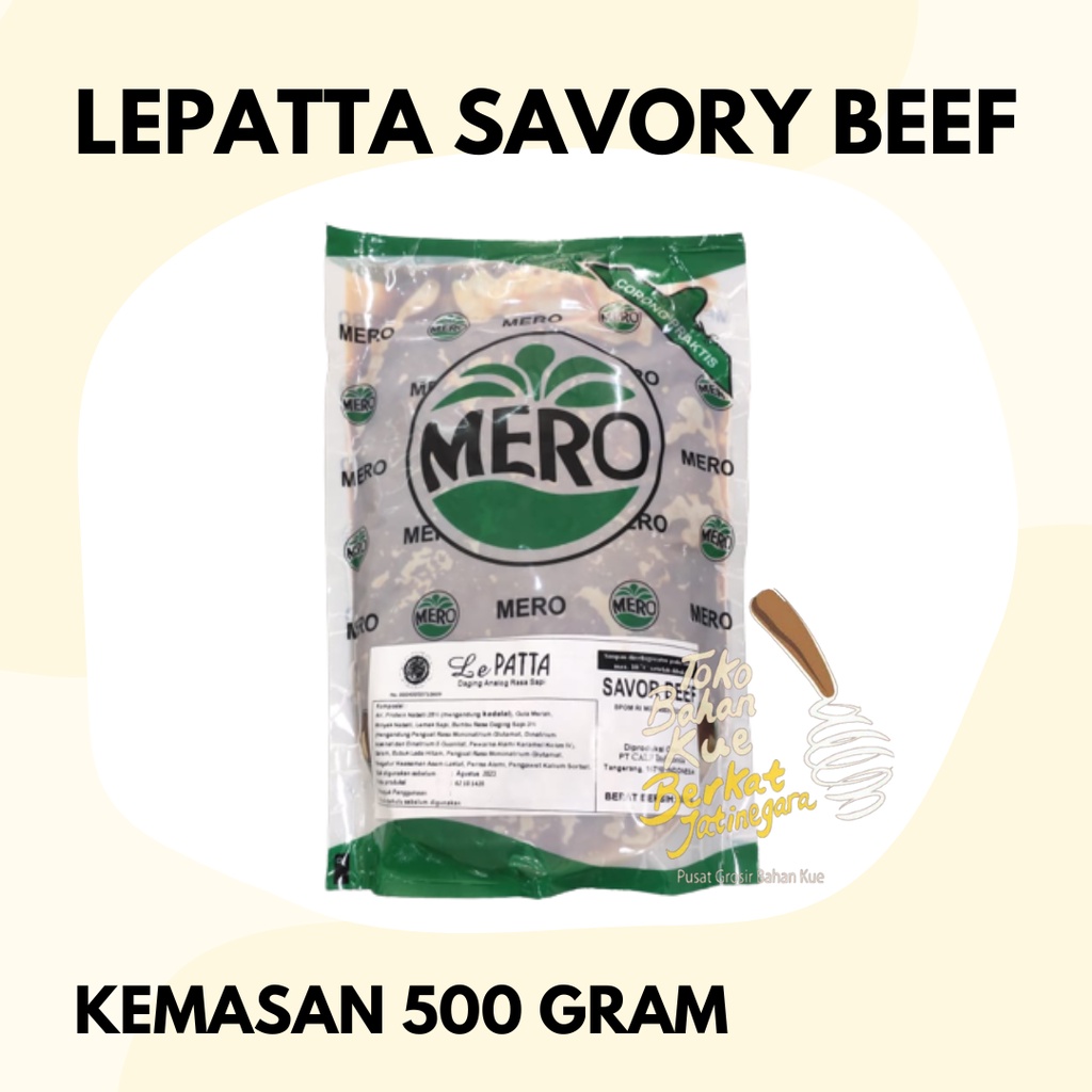 

LEPATTA SAVORY BEEF / ISIAN ROTI DAN KUE DAGING KEMASAN REPACK 500 GRAM
