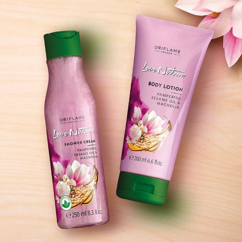 LOVE NATURE Pampering Sesame Oil &amp; Magnolia Lotion Shower Cream