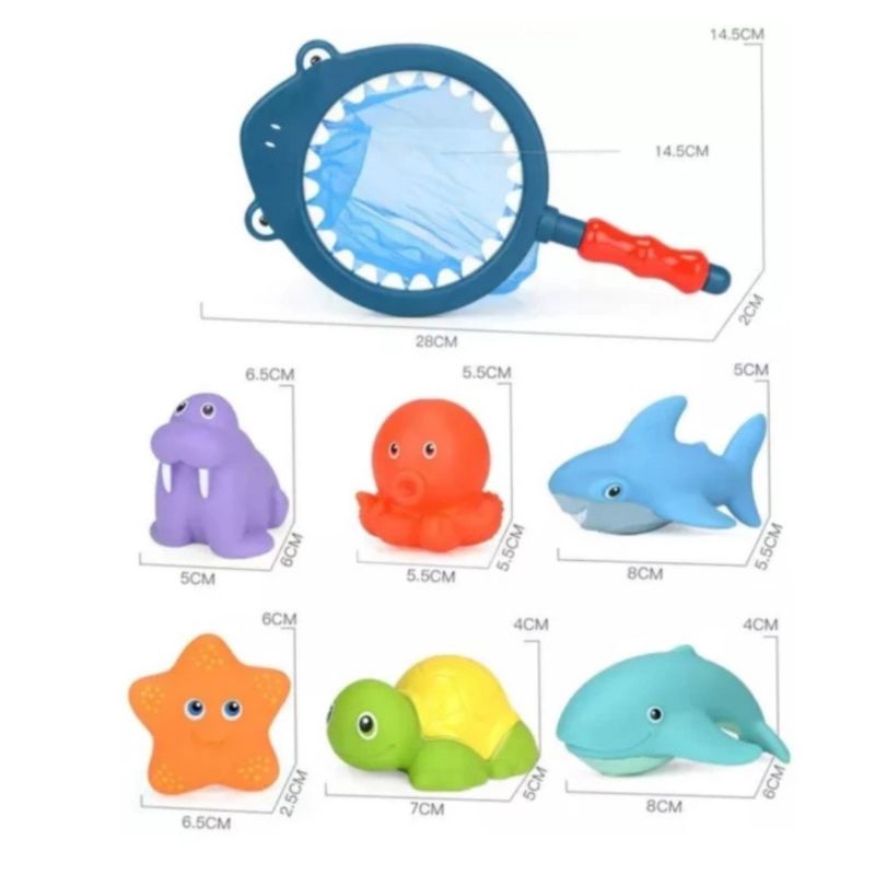 Mainan mandi anak 1 set jala tangkap ikan Baby bath toys