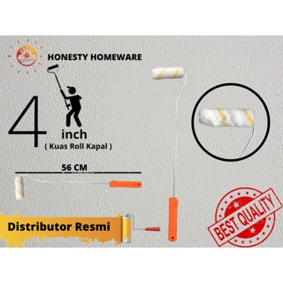 Kuas Rol Kapal Cat Kecil Gagang Panjang  Kuas Roll Rol Kapal 4inch Putih