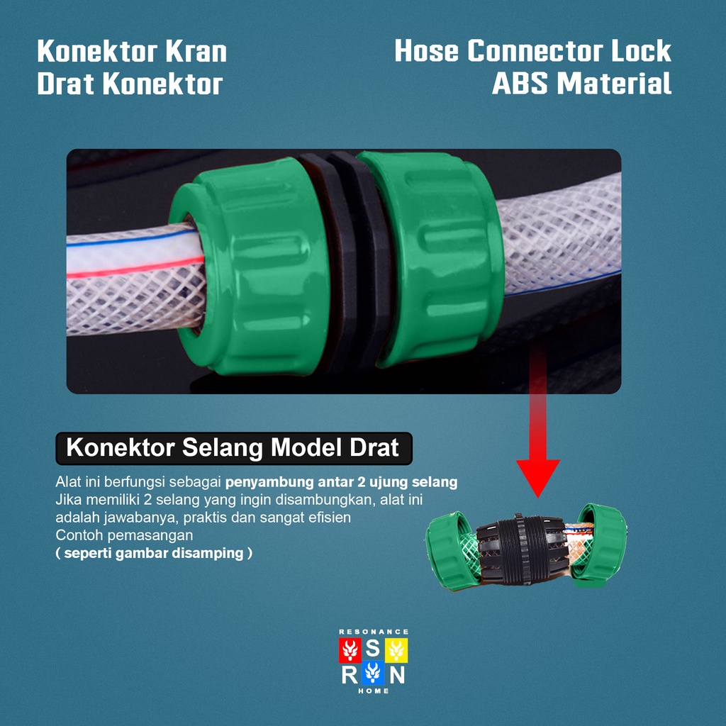 Drat Sambungan Selang Air 1/2 - 3/4 / Hose Connector Resonance Home