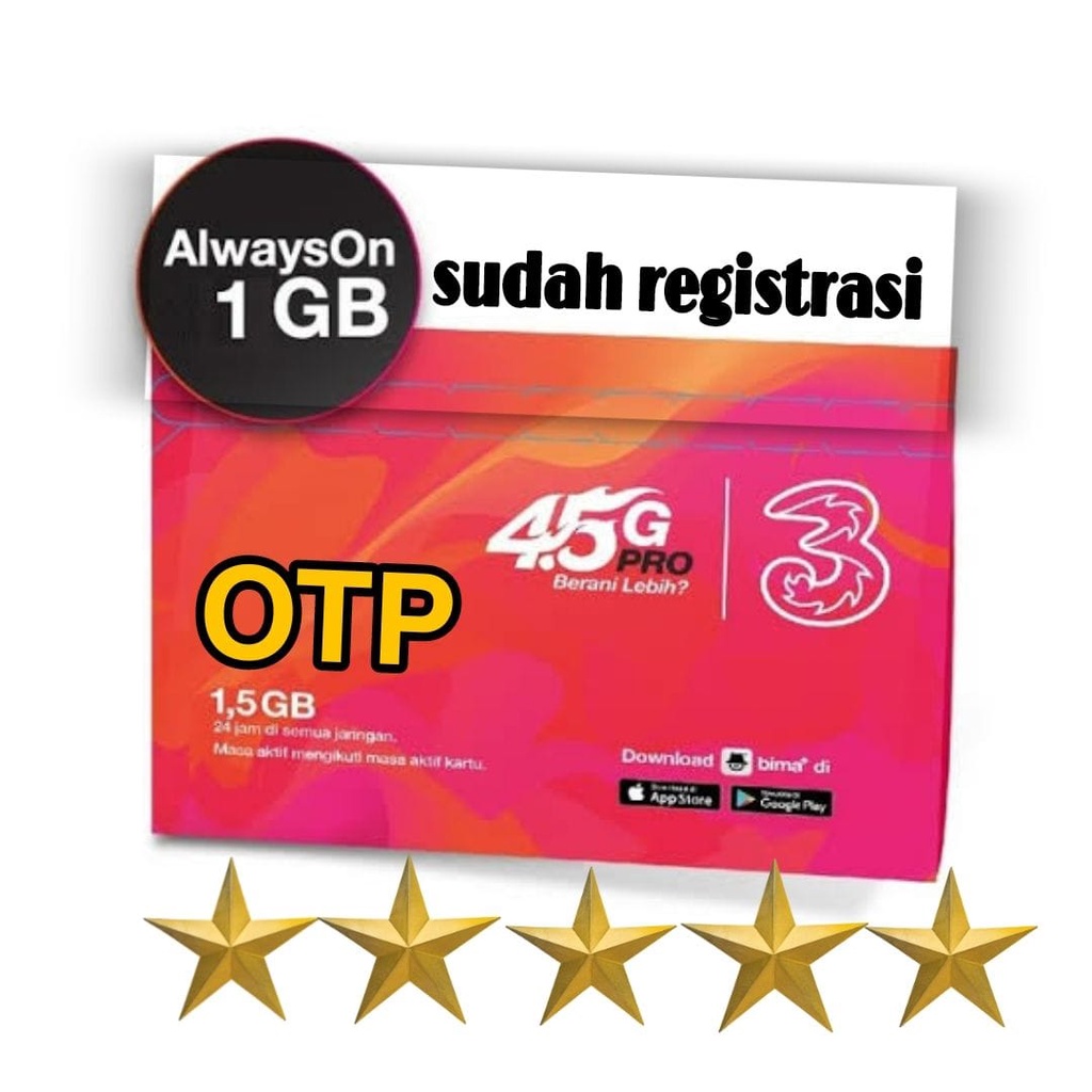 PERDANA KARTU TRI AON 1 GB sudah Registrasi FRESH