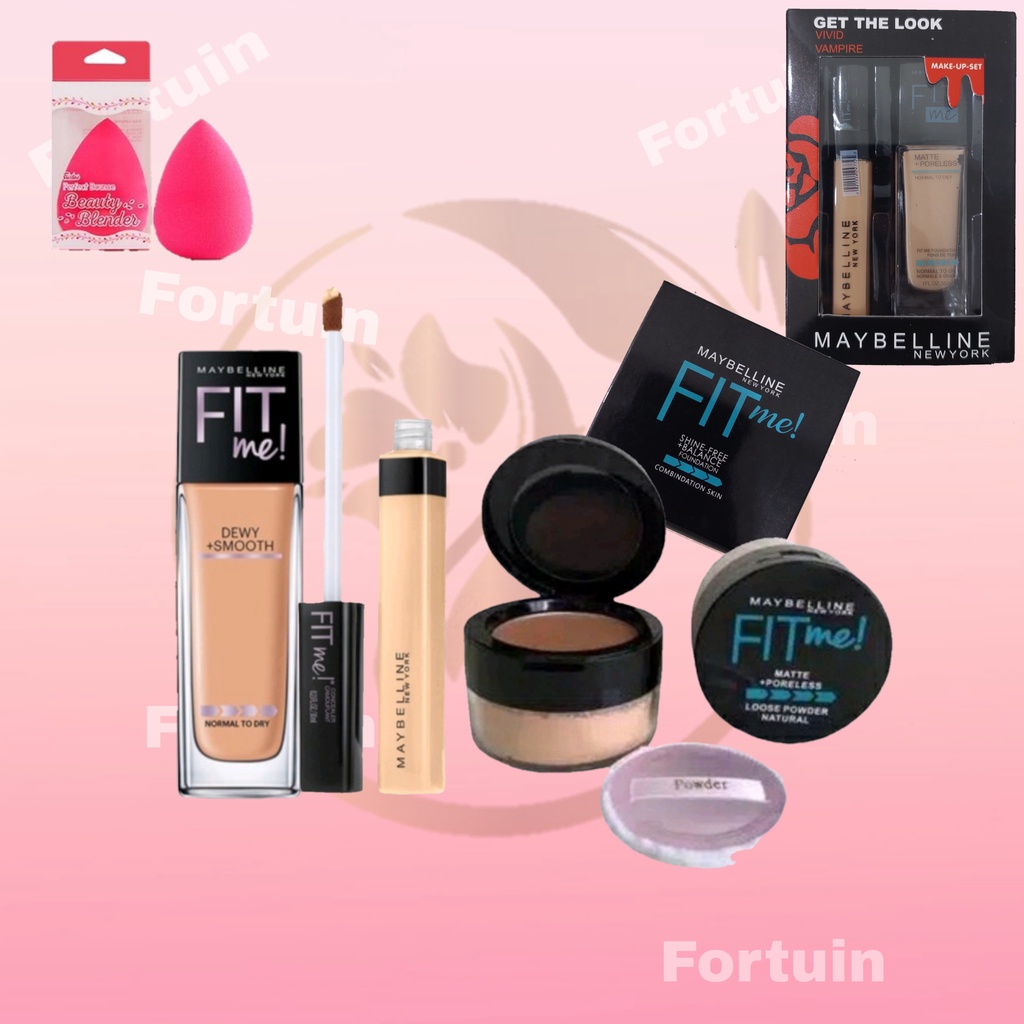 Paket Kosmetik Spesial Maybelline Fit Me Bedak Tabur Dan Basah Foundation Concealer