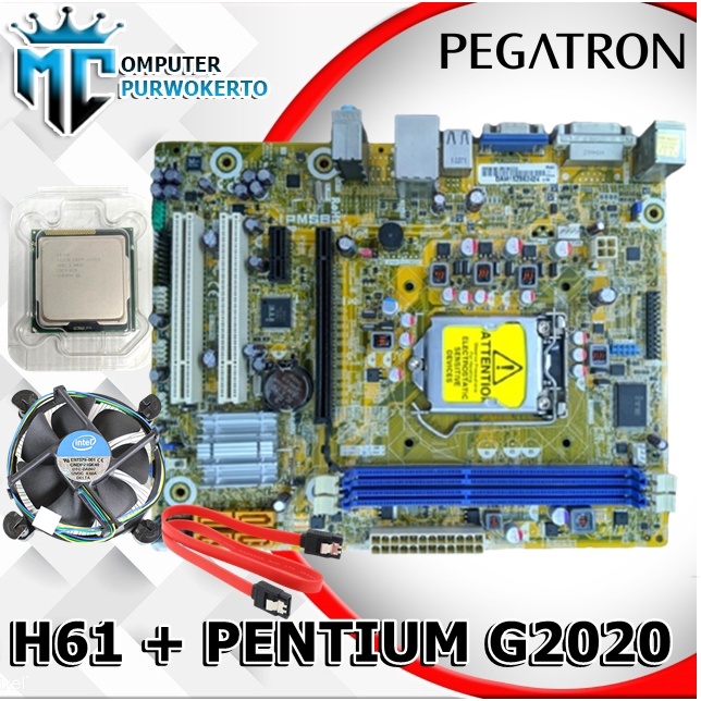 Paket Motherboard H61 Dan Processor G2020 Soket 1155 Bonus Fan