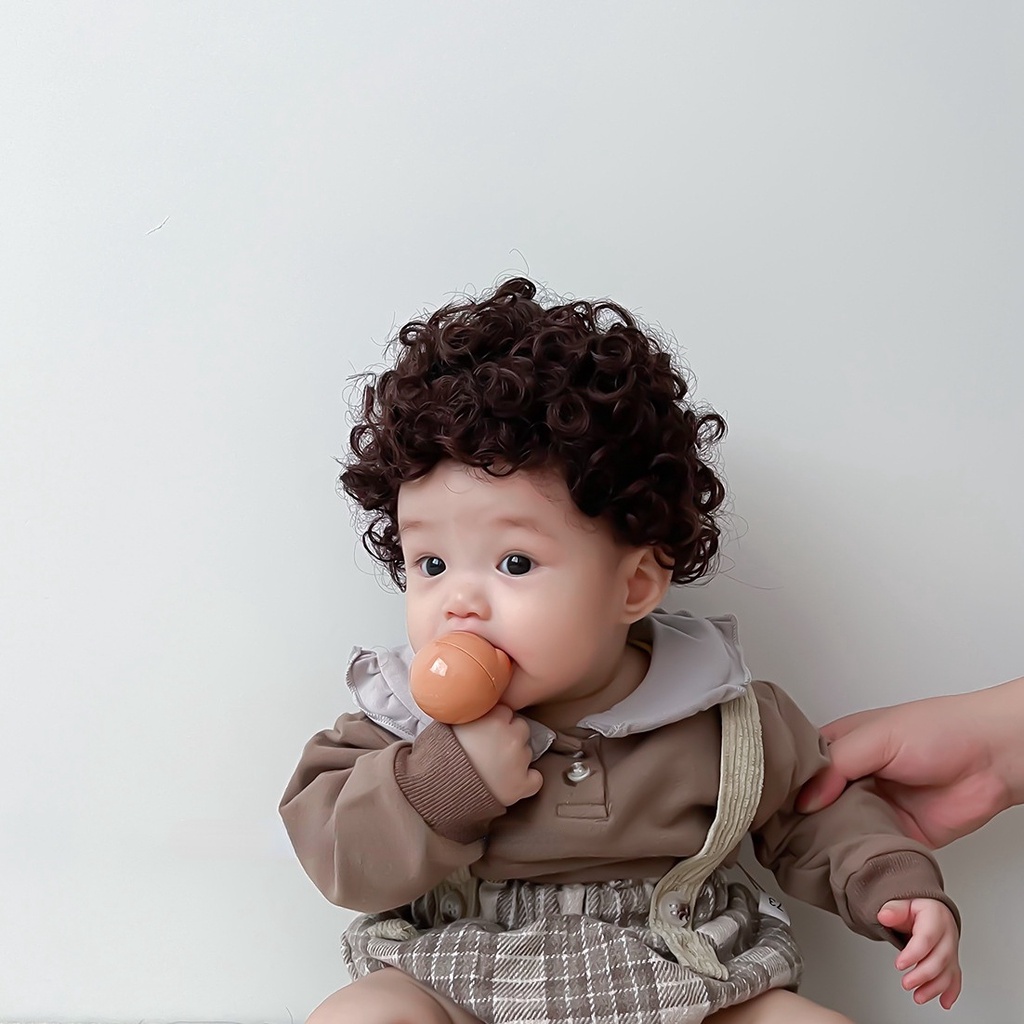 Versi Korea Aksesoris Rambut Foto Bayi Ratus Hari Fotografi Hiasan Kepala Bayi Anak Bayi Lucu Wig Set Anak Wig