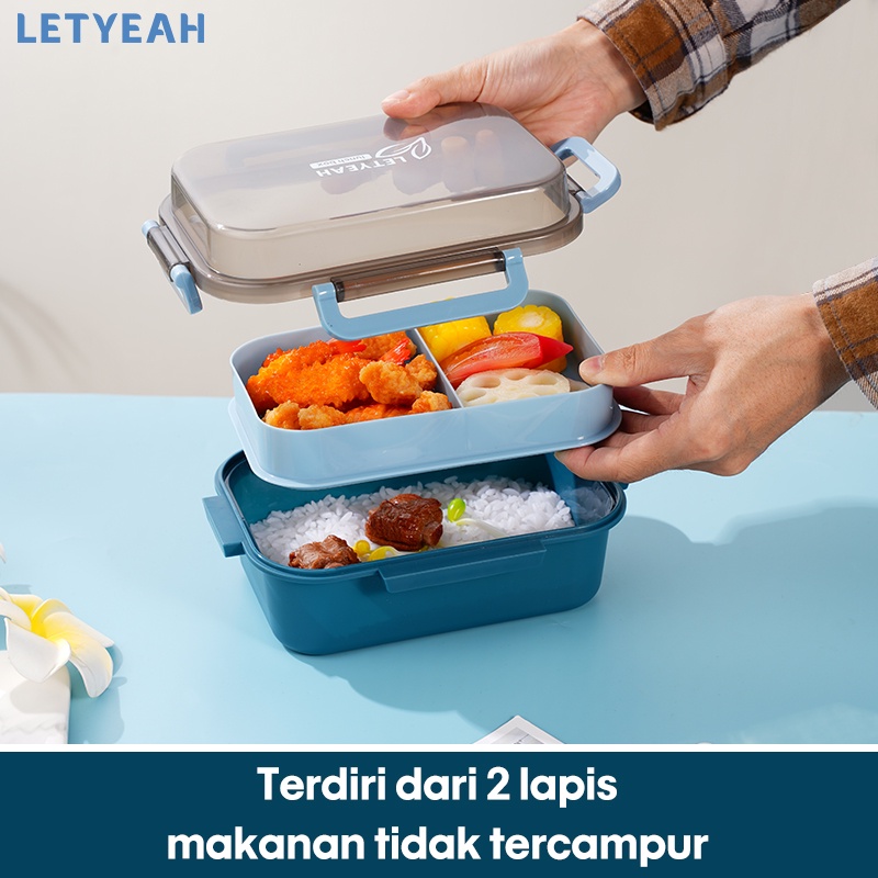 letyeah Lunch box susun kotak makan 2 tingkat anti tumpah /1000ml bento box anak/ BPA Free