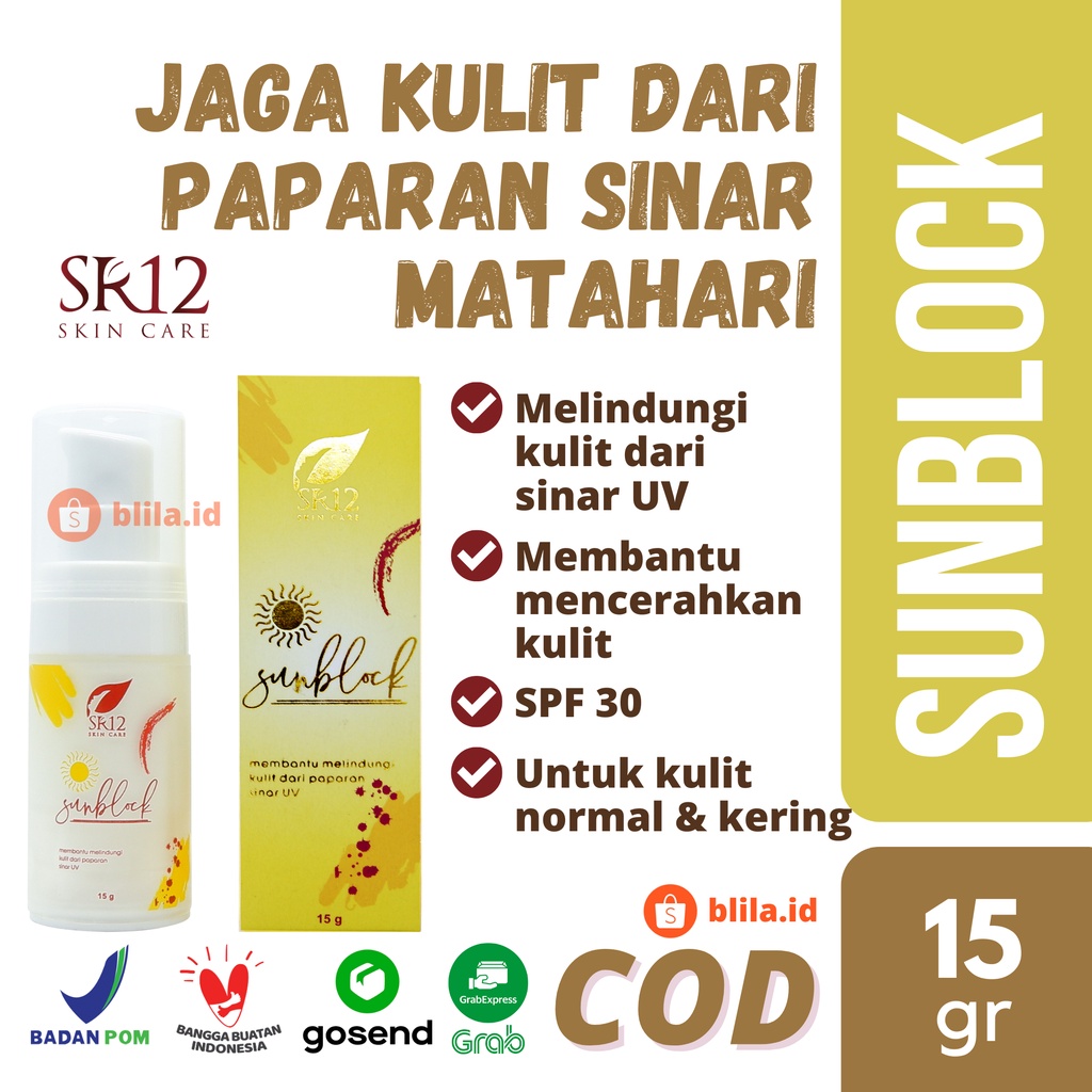 SUNBLOCK WAJAH SR12 SPF 30++ Tabir Surya Lotion Cream SPF Pelindung Sinar UV Sunscreen Aftersun