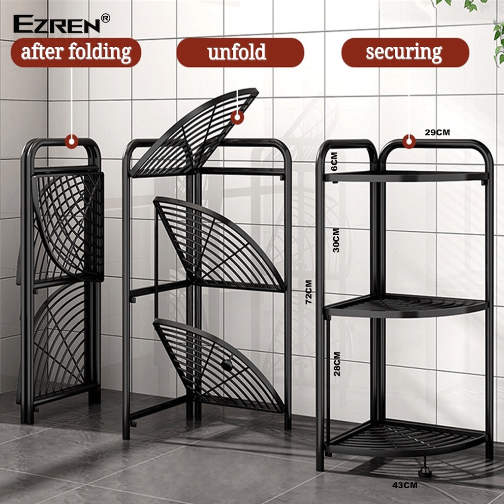 Ezren EZ-0169 Rak Kamar Mandi Rak Sudut 3 Susun Dapur Caoting Iron