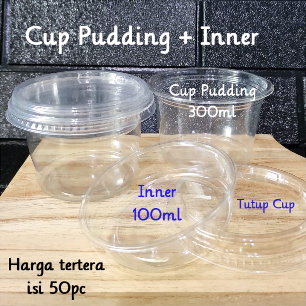 Cup Puding Inner PET 300ml 10oz isi 50pc/ Cup Puding / Wadah Puding / Cup Puding 300ml / Puding / Cu