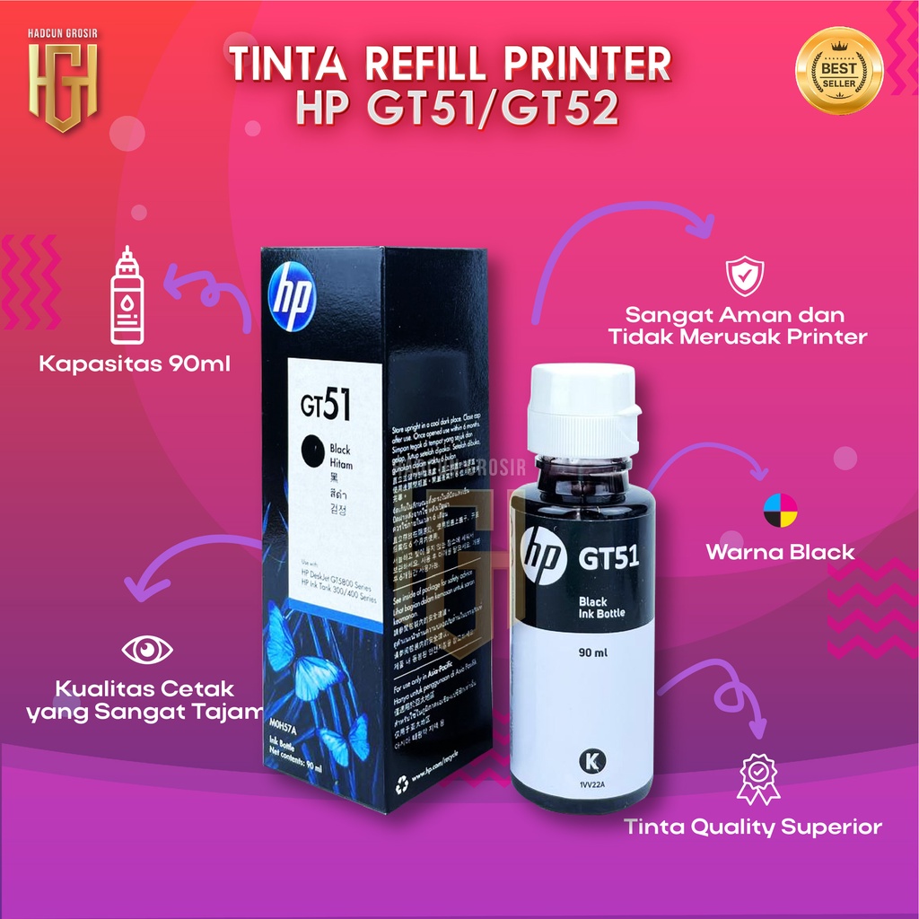 1 SET 4 PCS Tinta HP GT51 GT52 Tinta Printer GT5810 GT5820
