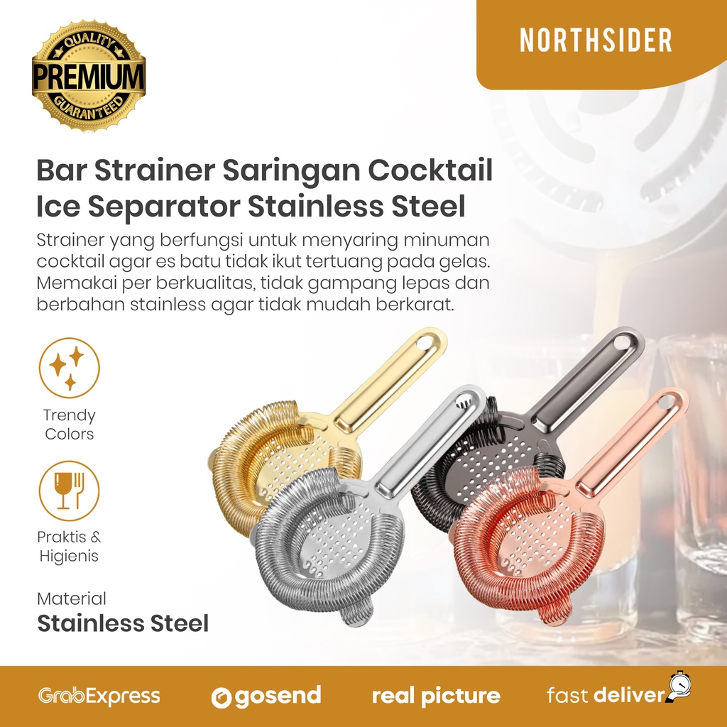 BAR STRAINER CROSS SARINGAN COCKTAIL SHAKER ICE SEPARATOR STAINLESS