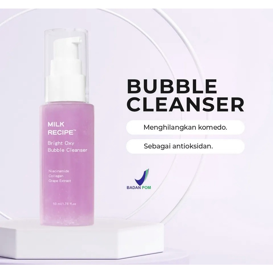(Ready) Milk Recipe Bright Oxy Bubble Cleanser 50 ml | Masker Bubble | - Masker Pembersih Wajah untu
