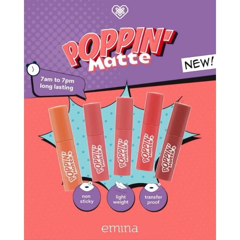 EMINA Poppin Matte | Lip Matte Lipcream 4,5g BPOM