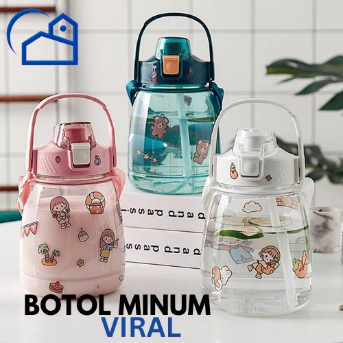 Botol Minum VIRAL Gemoy Motivasi Anak Sekolah Olahraga HangOut 1.2 LITER / BOTOL GEMOY VIRAL 1200 ml ML FREE STIKER 131