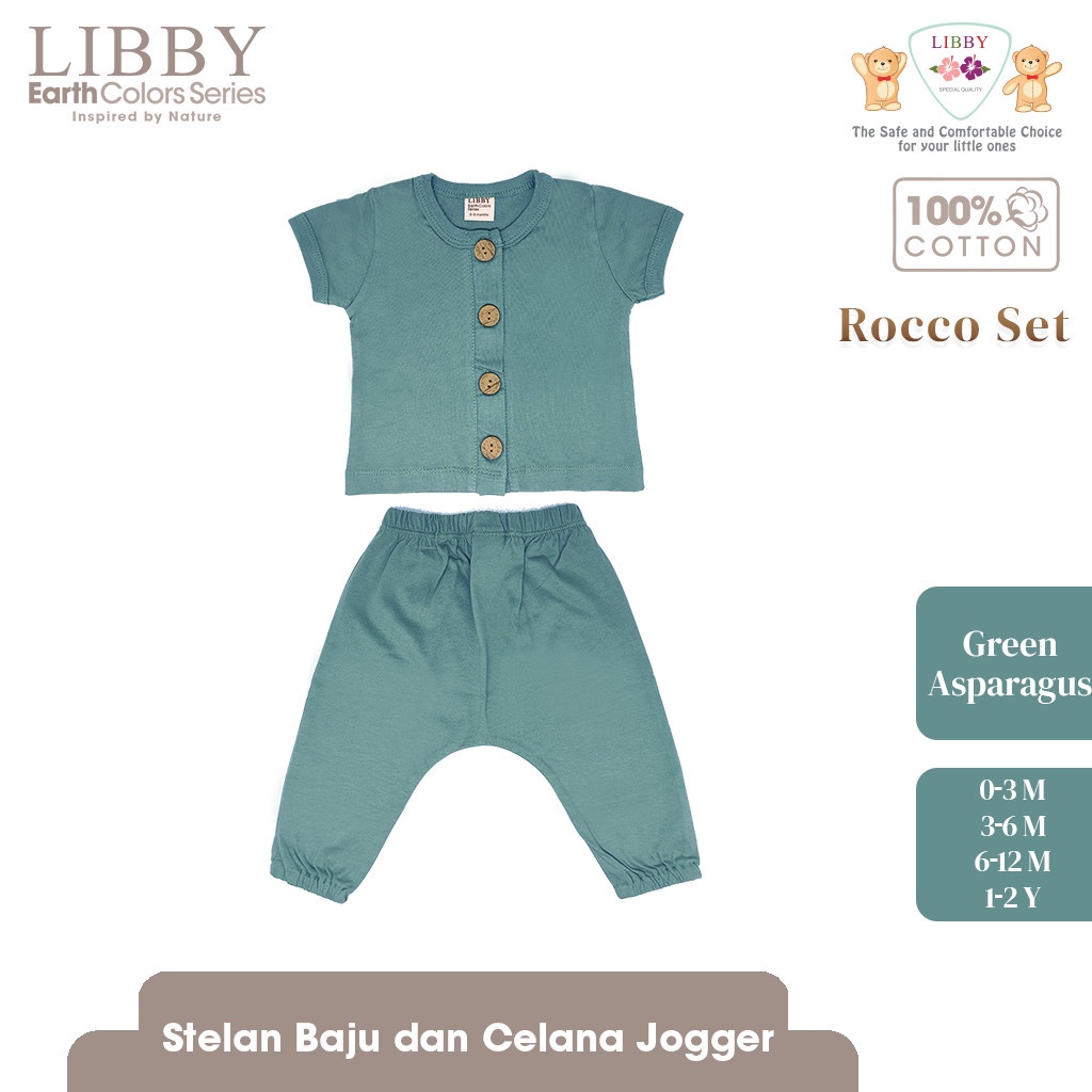 Setelan Baju Bayi Piyama Anak Libby Lengan Pendek Celana Panjang Newborn 0–2 Tahun Earth Rocco