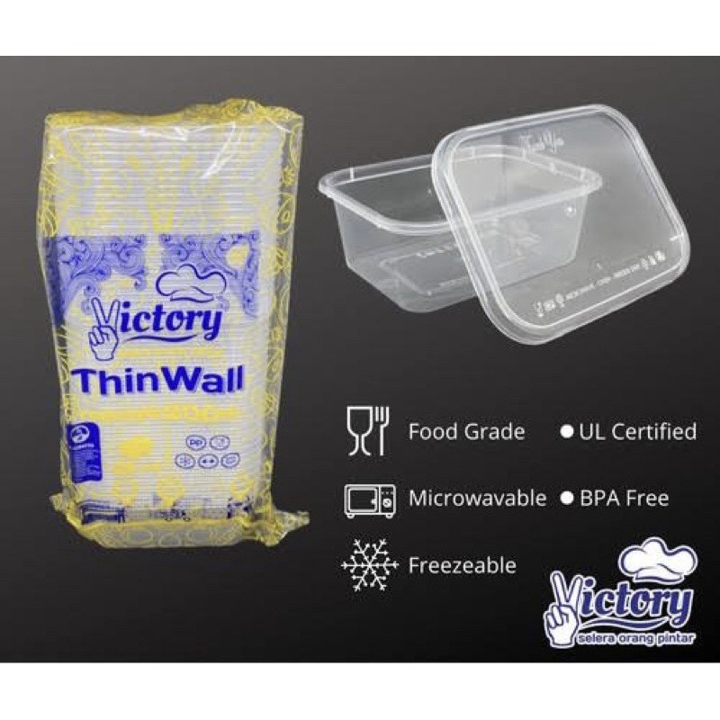 BSS - Thinwall food container 200ml kotak/Tempat penyimpanan makanan/Cup salad/Cup kotak 200cc/Desse