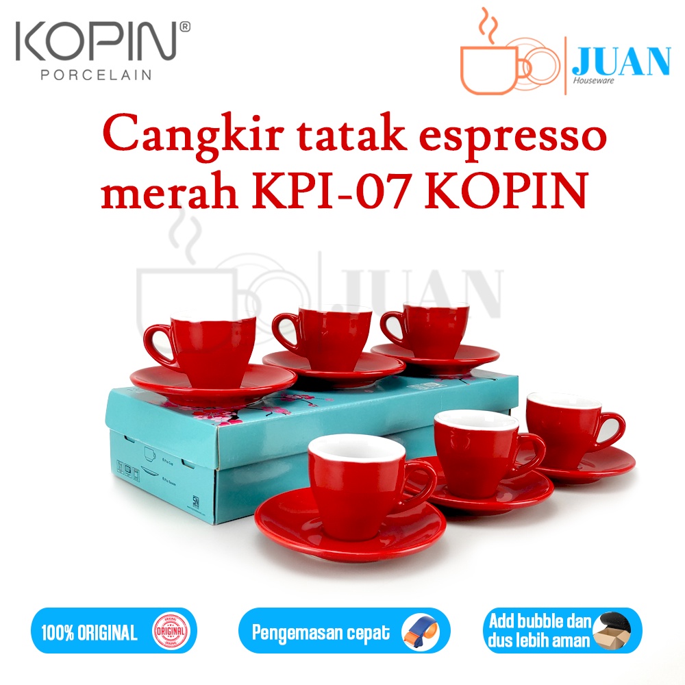 KOPIN Cangkir set espresso 90ml gelas kopi porcelain KPI-07 MERAH