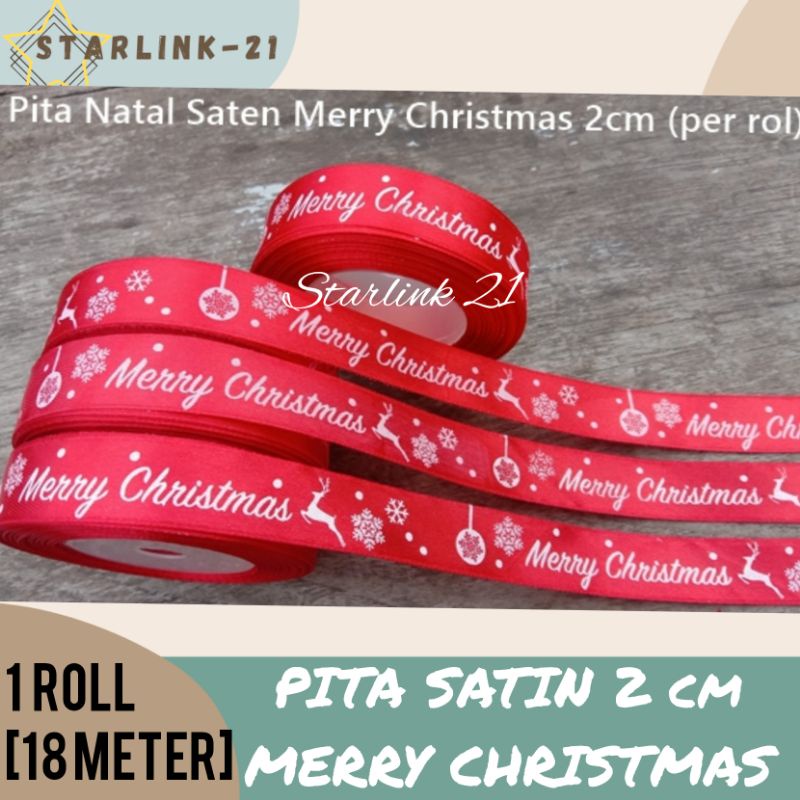 

[ROLL] PITA NATAL | PITA SATIN Merry Christmas 2cm | Pita Hampers Natal