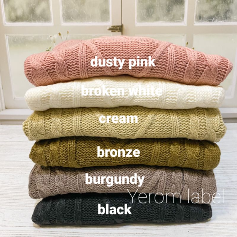 [𝐓𝐞𝐛𝐚𝐥] Syifa Sweater Rajut Tebal // Cutsyifa Sweater Turtleneck Motif Cable Rajut Tebal