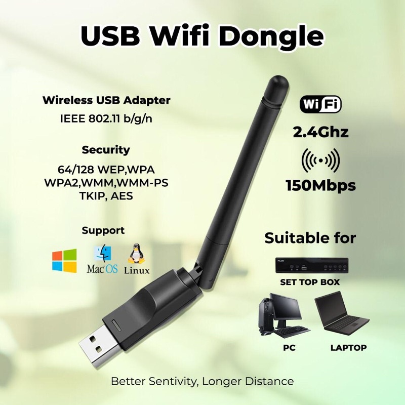 USB Dongle Wifi Wireless Adapter Receiver Antena Wifi STB Set Top Box MT7601 Dongle STB PC Laptop